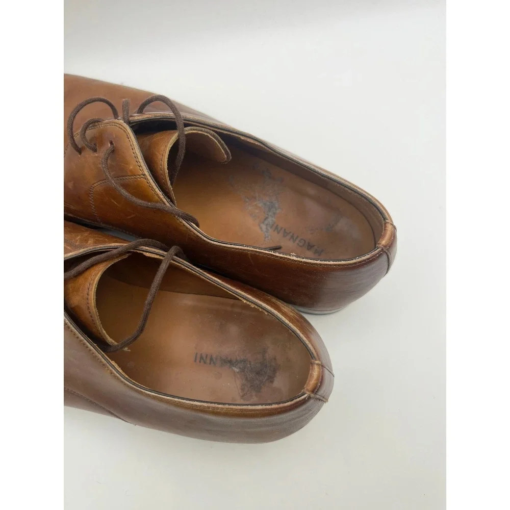 Magnanni Mens Brown Leather Medallion Toe Derby Dress Shoes 18199 Size 12